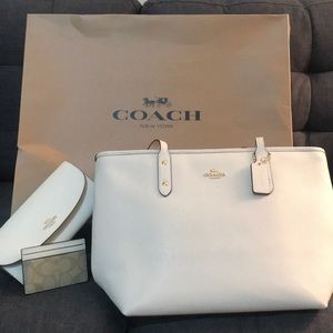 NWT Coach City Zip Crossgrain Leather Tote, Wallet